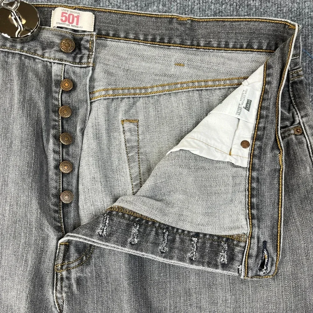 Levi's 501 Original Fit Straight Jeans Men's Gray Denim Classic Button Fly 43X26